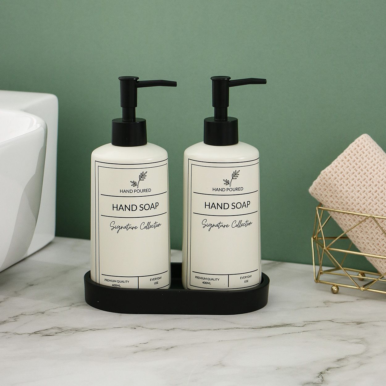 Ceramic Dish Soap and Hand Soap Dispenser Set