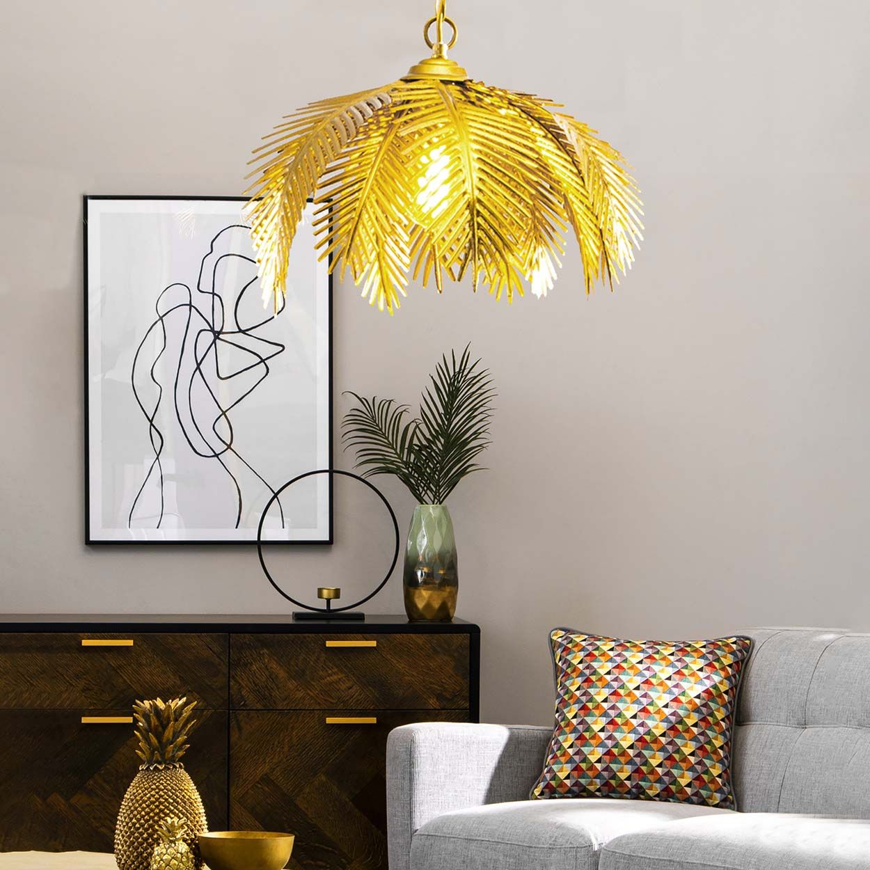 Cascade Lighting Maggi Palm Pendant - Gold