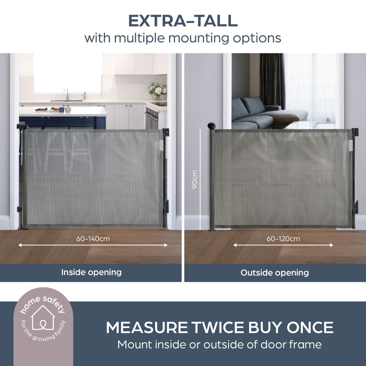 Dreambaby Glide & Hide Mesh Gate 60-140cm Grey