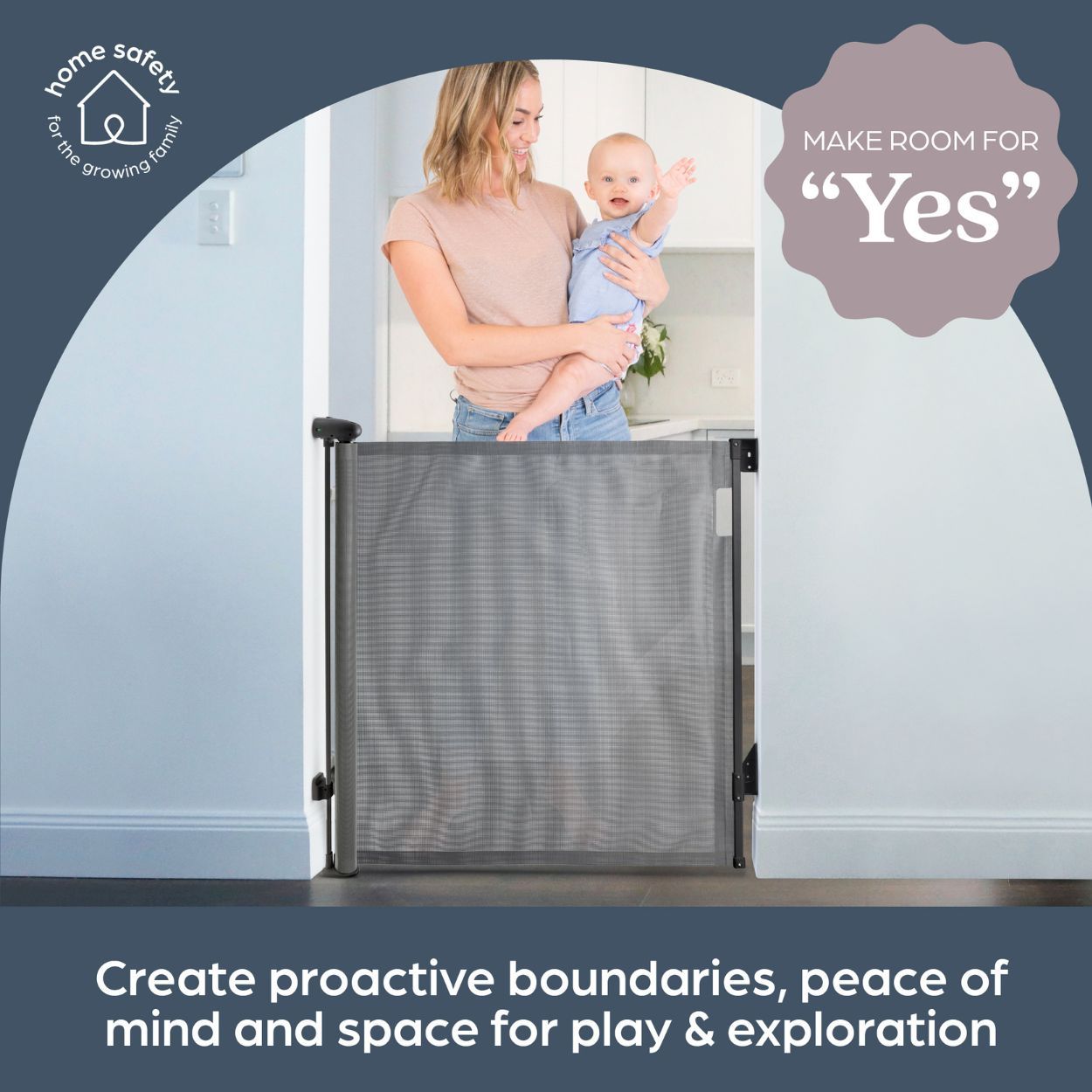Dreambaby Glide & Hide Mesh Gate 60-140cm Grey