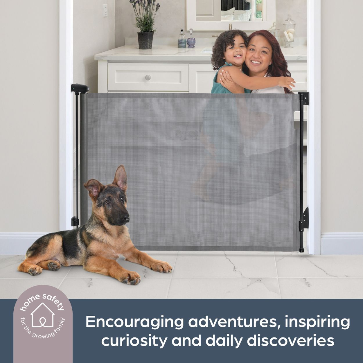 Dreambaby Glide & Hide Mesh Gate 60-140cm Grey