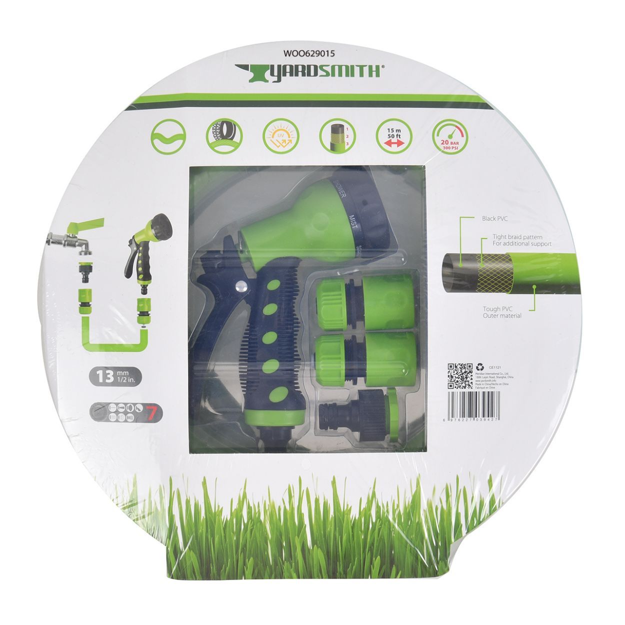 15m Garden Hose Set with Multi Pattern Nozzle