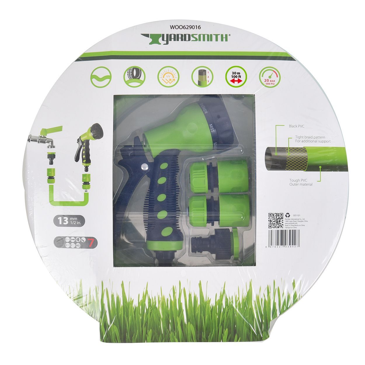 30m Garden Hose Set with Multi Pattern Nozzle