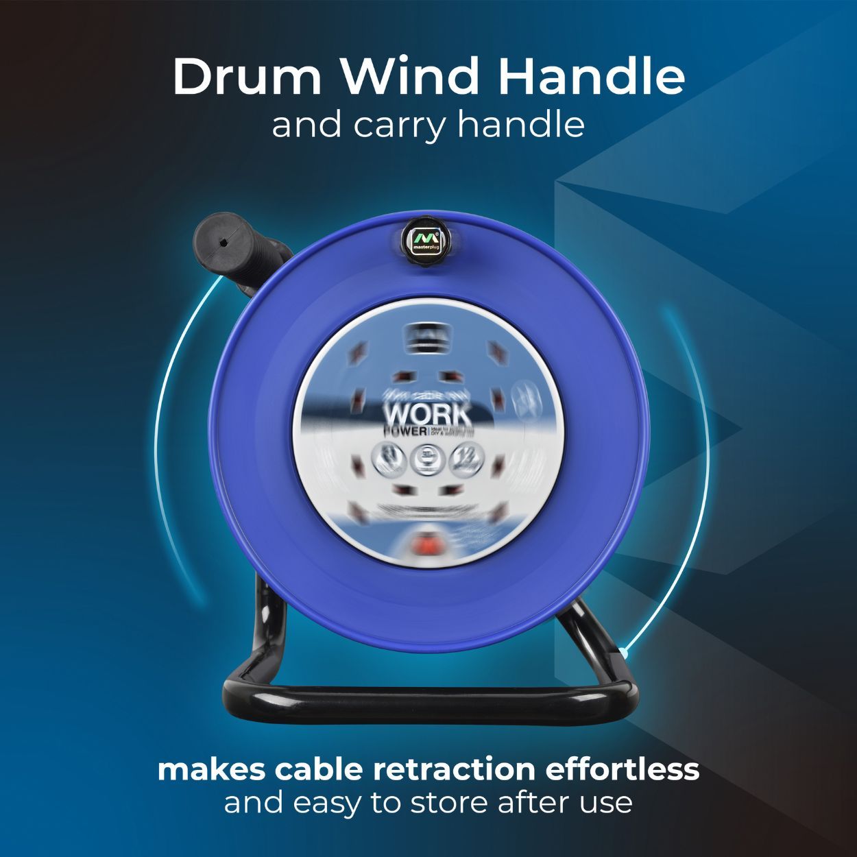 Masterplug 4 Socket 20m 13A Open Cable Reel with Thermal Cut-Out, Blue