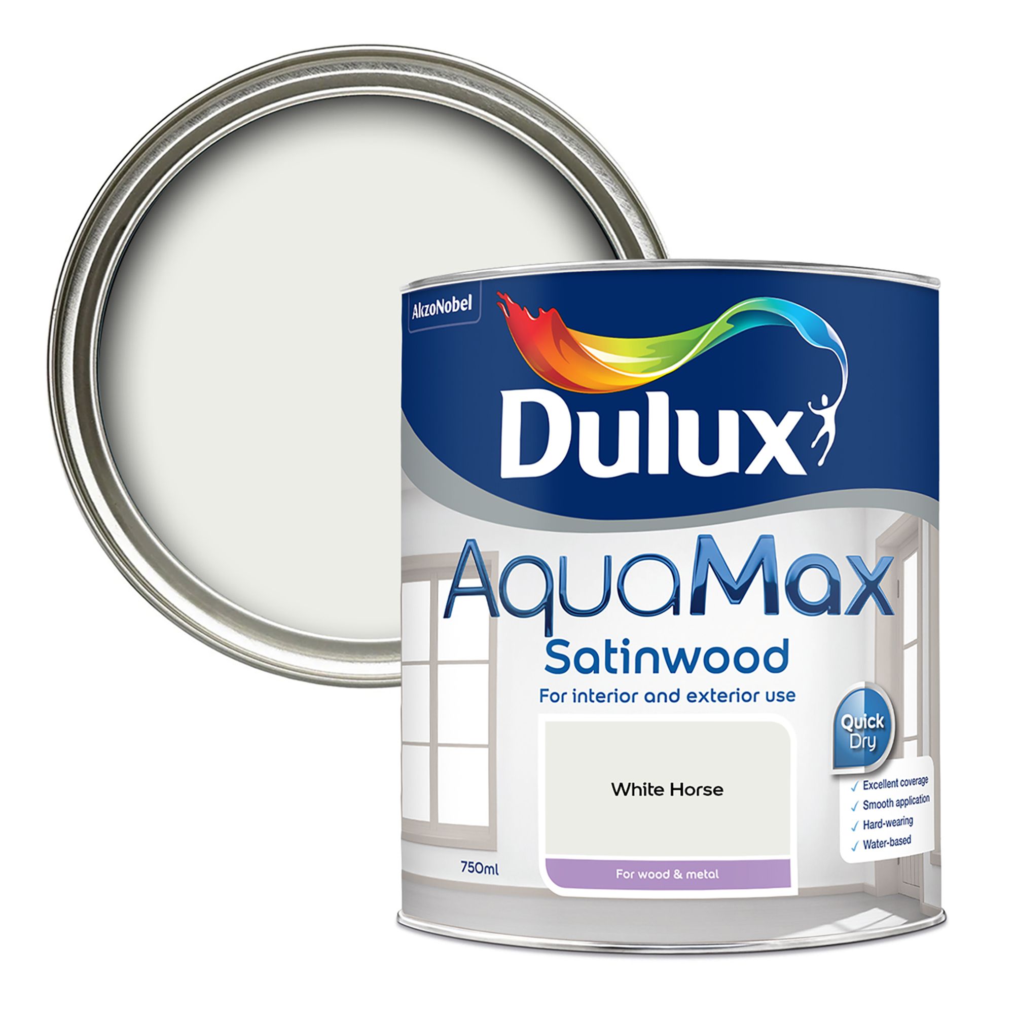Dulux Aquamax Satinwood White Horse 750ml