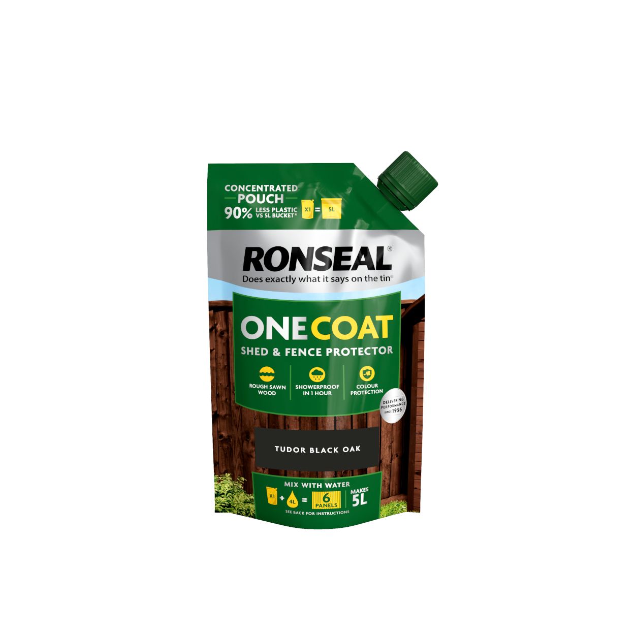 Ronseal One Coat Shed & Fence Protector Refill Pouch Tudor Black Oak 950Ml