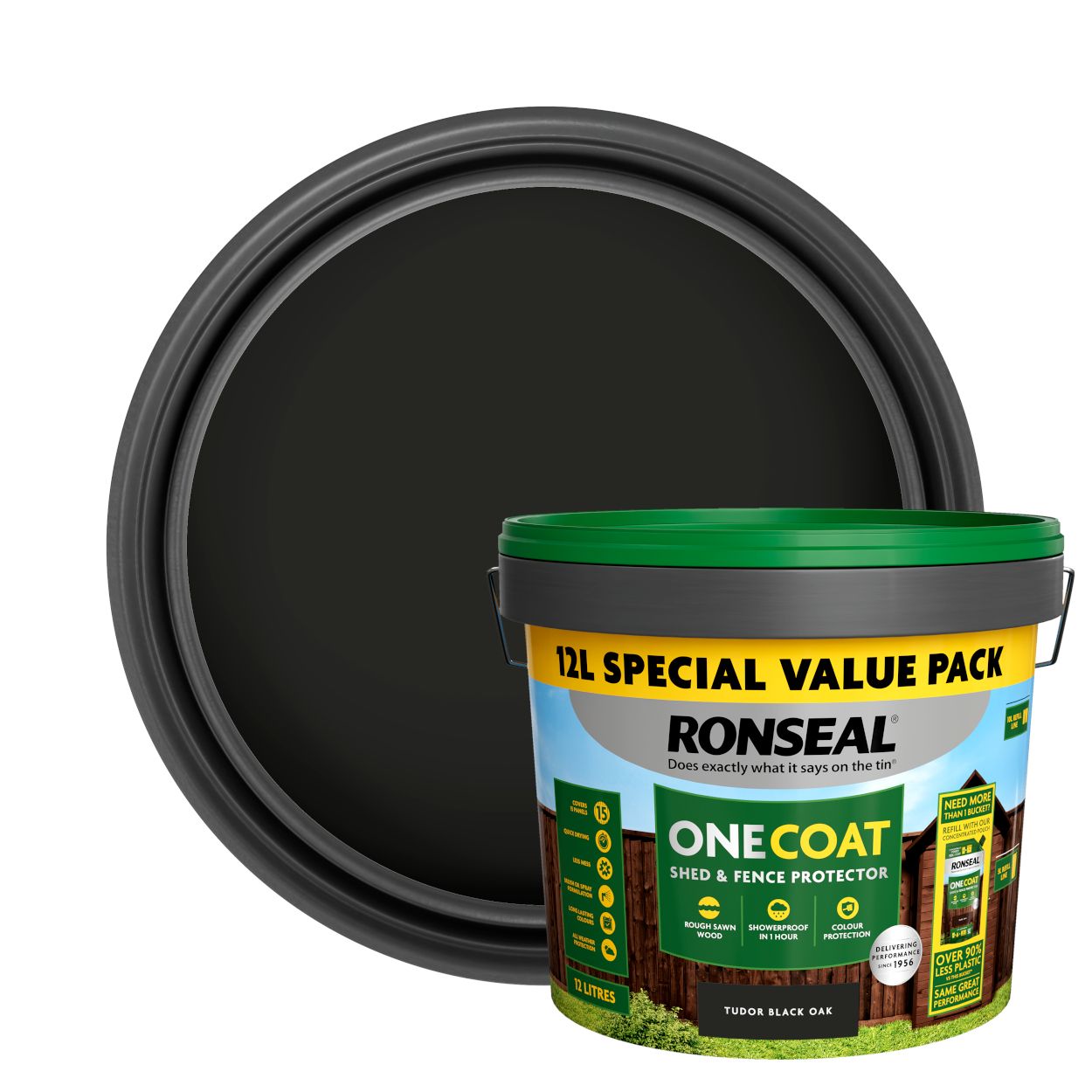 Ronseal One Coat Shed & Fence Protector Tudor Black Oak 12L