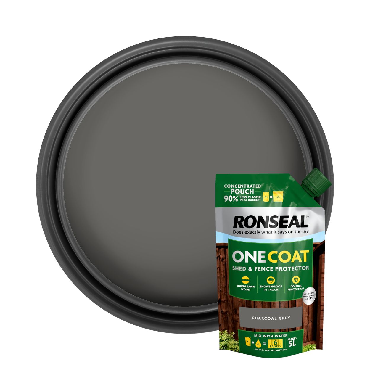 Ronseal One Coat Shed & Fence Protector Refill Pouch Charcoal Grey 950Ml