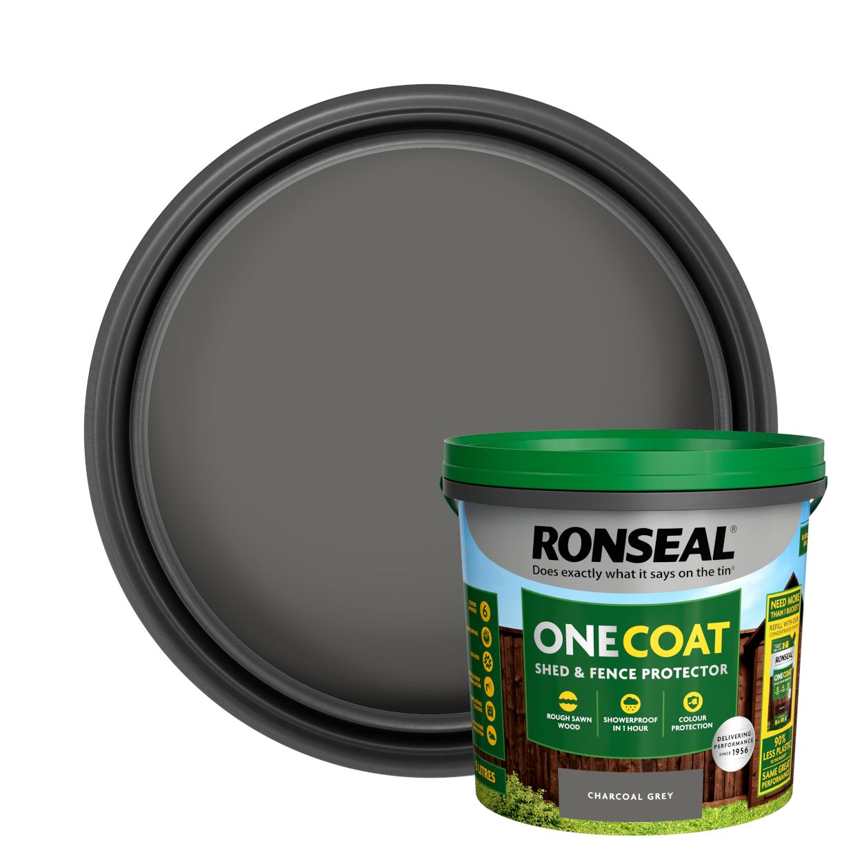 Ronseal One Coat Shed & Fence Protector Charcoal Grey 5L