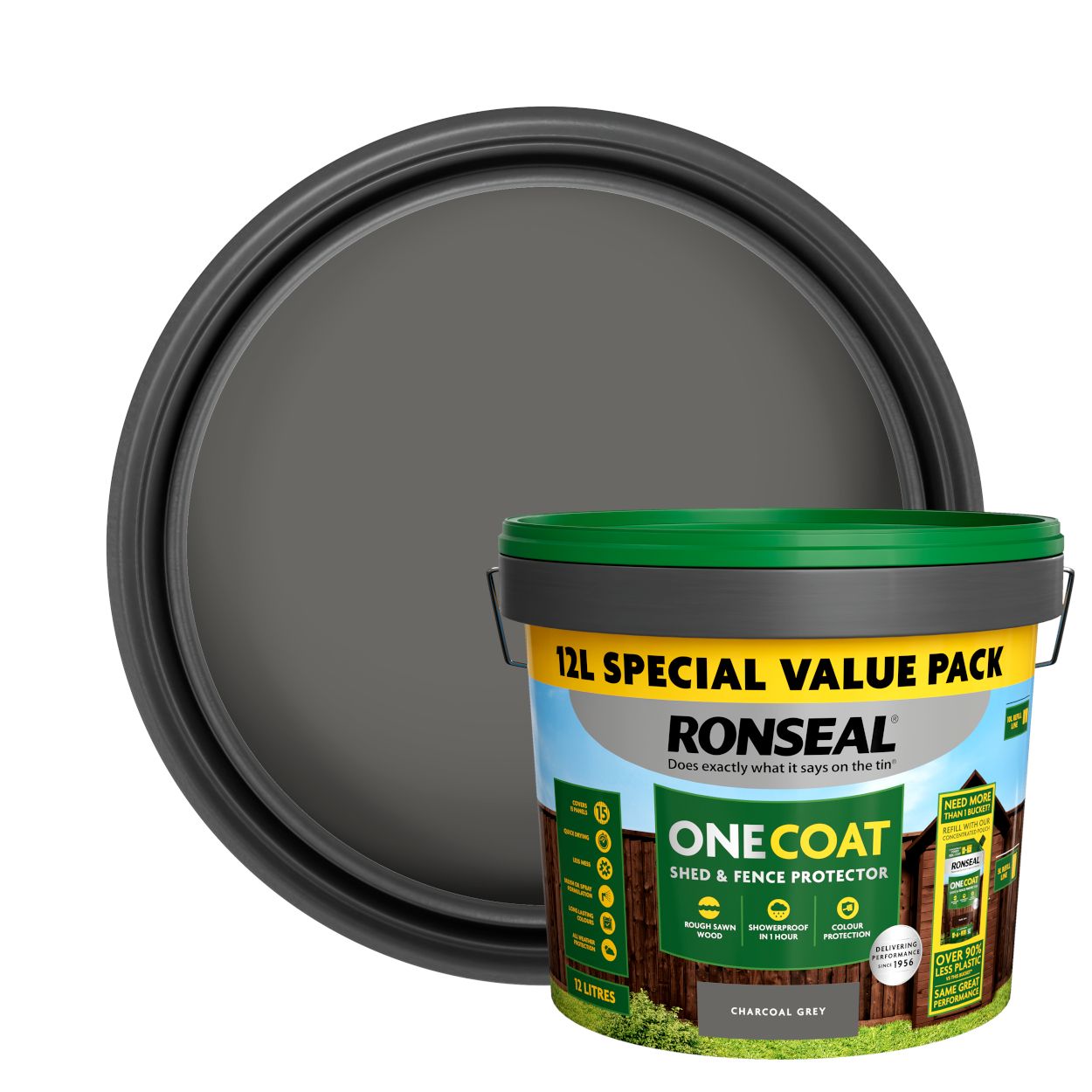 Ronseal One Coat Shed & Fence Protector Charcoal Grey 12L