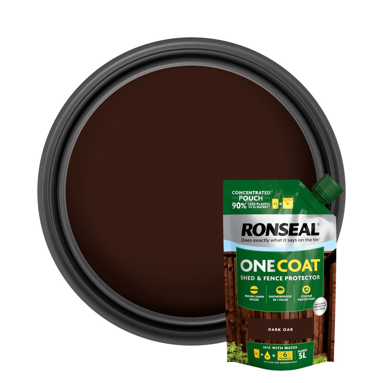 Ronseal One Coat Shed & Fence Protector Refill Pouch Dark Oak 950Ml