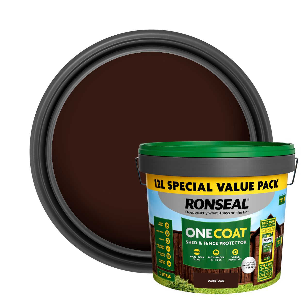 Ronseal One Coat Shed & Fence Protector Dark Oak 12L