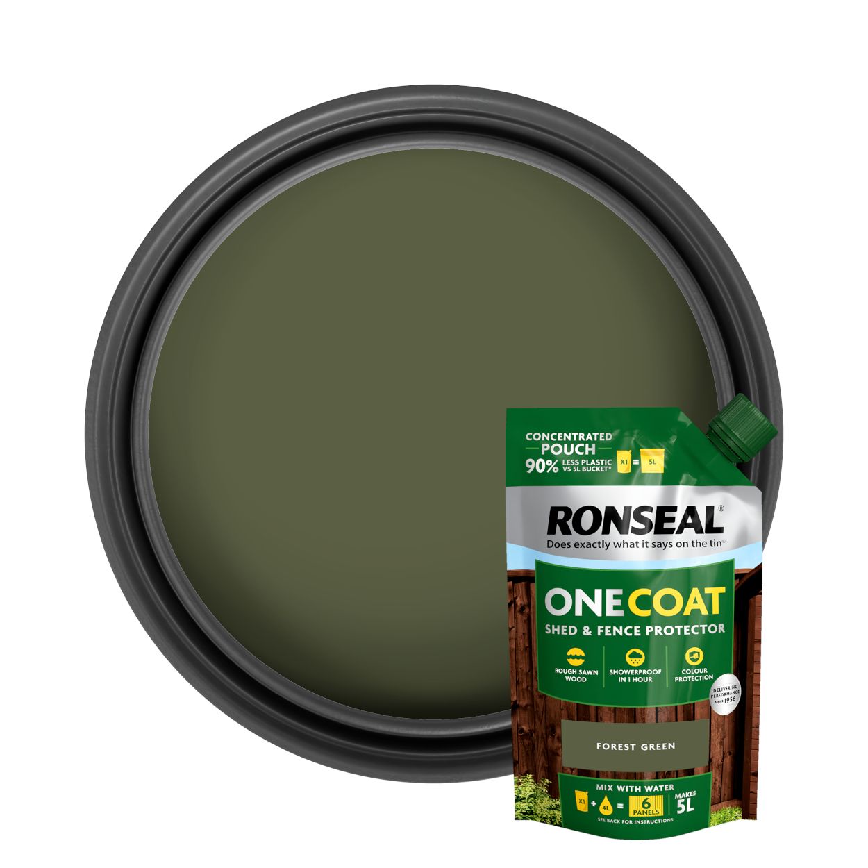 Ronseal One Coat Shed & Fence Protector Refill Pouch Forest Green 950Ml