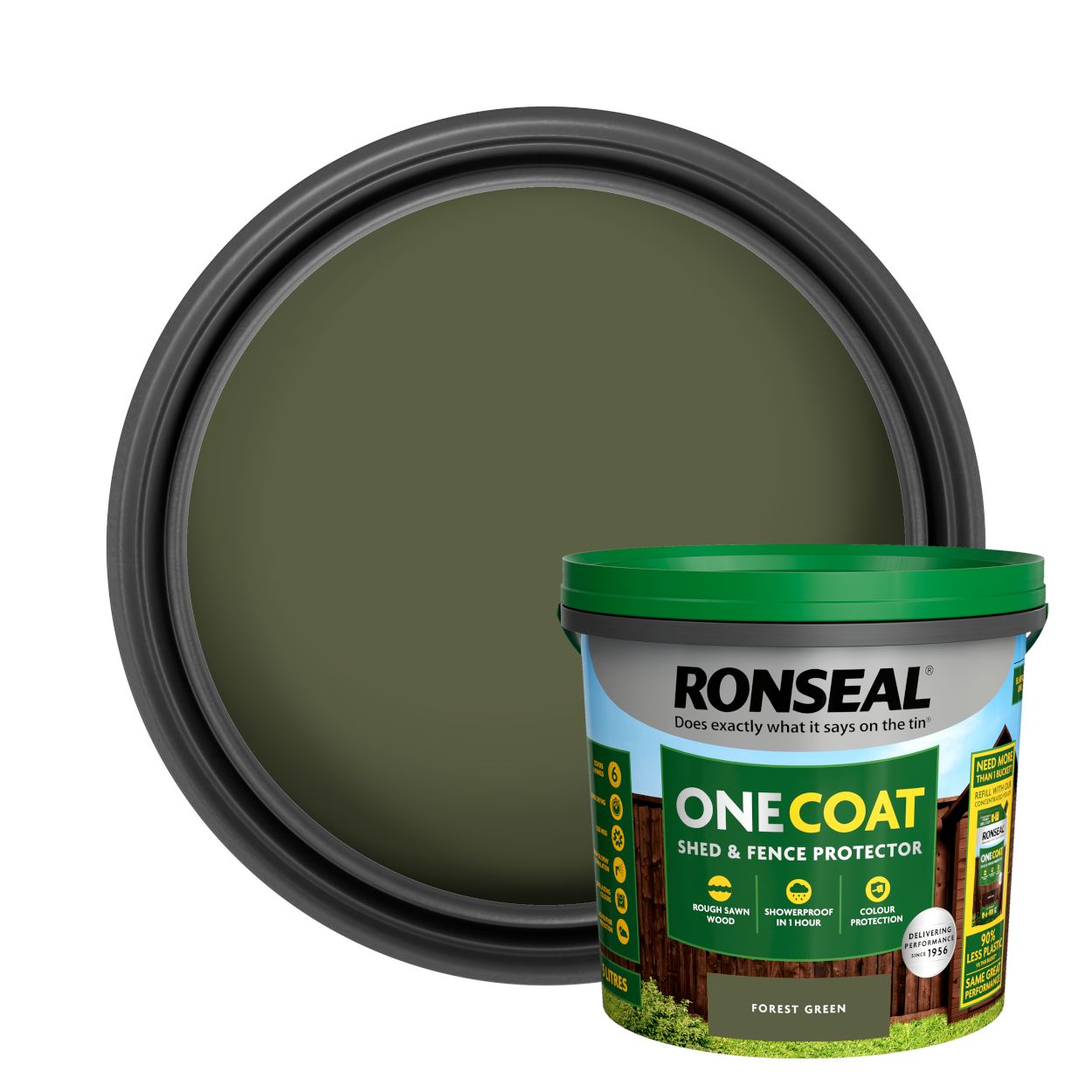 Ronseal One Coat Shed & Fence Protector Forest Green 5L