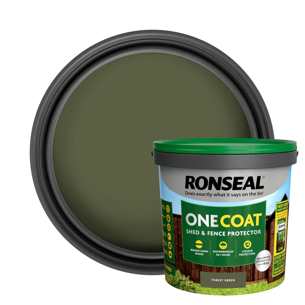 Ronseal One Coat Shed & Fence Protector Forest Green 9L