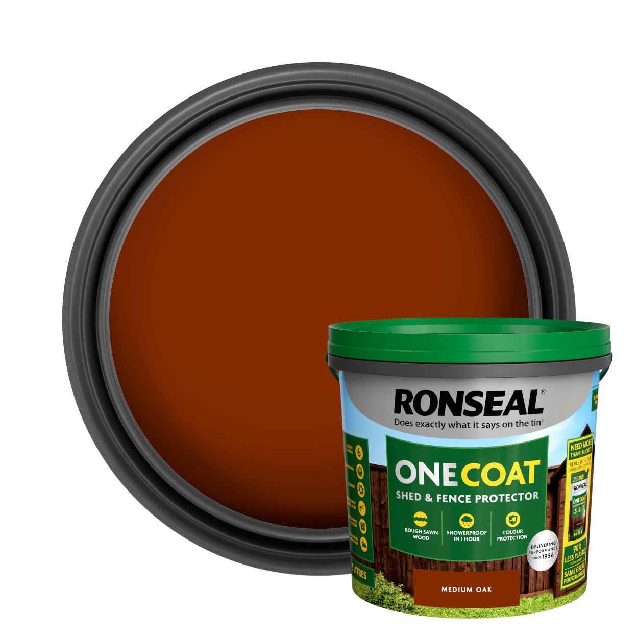 Ronseal One Coat Shed & Fence Protector Medium Oak 5L
