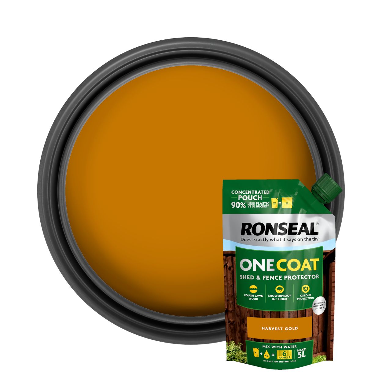 Ronseal One Coat Shed & Fence Protector Refill Pouch Harvest Gold 950Ml