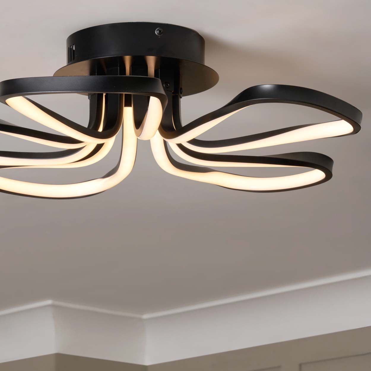 Cascade Lighting Brien 5 Petals Led Flush Black