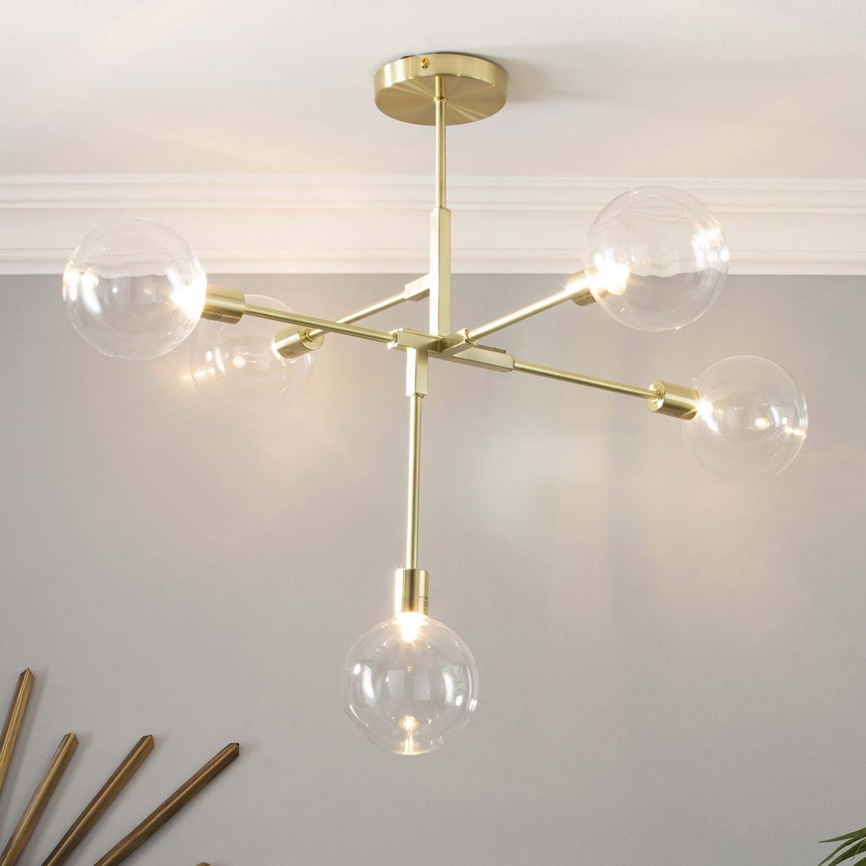 Cascade Lighting Hollie Ceiling Light Brass Clear