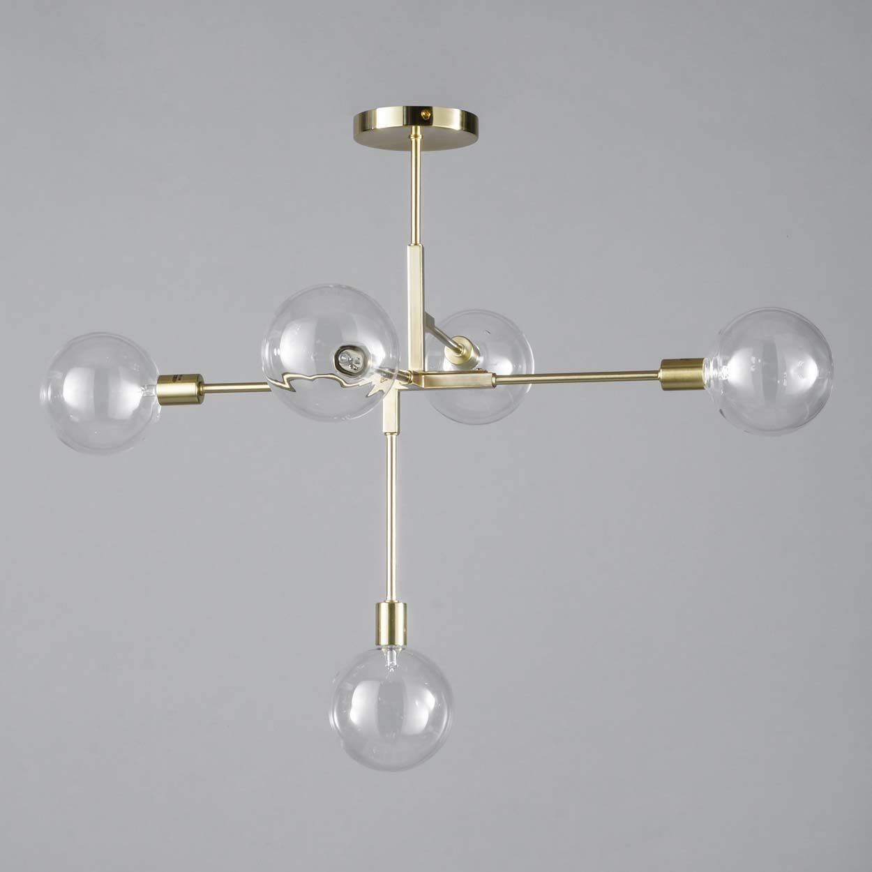 Cascade Lighting Hollie Ceiling Light Brass Clear