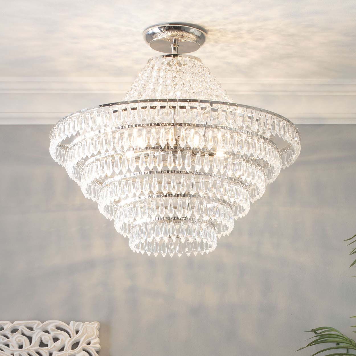 Cascade Lighting Chase Flush Large  Polished Nickel