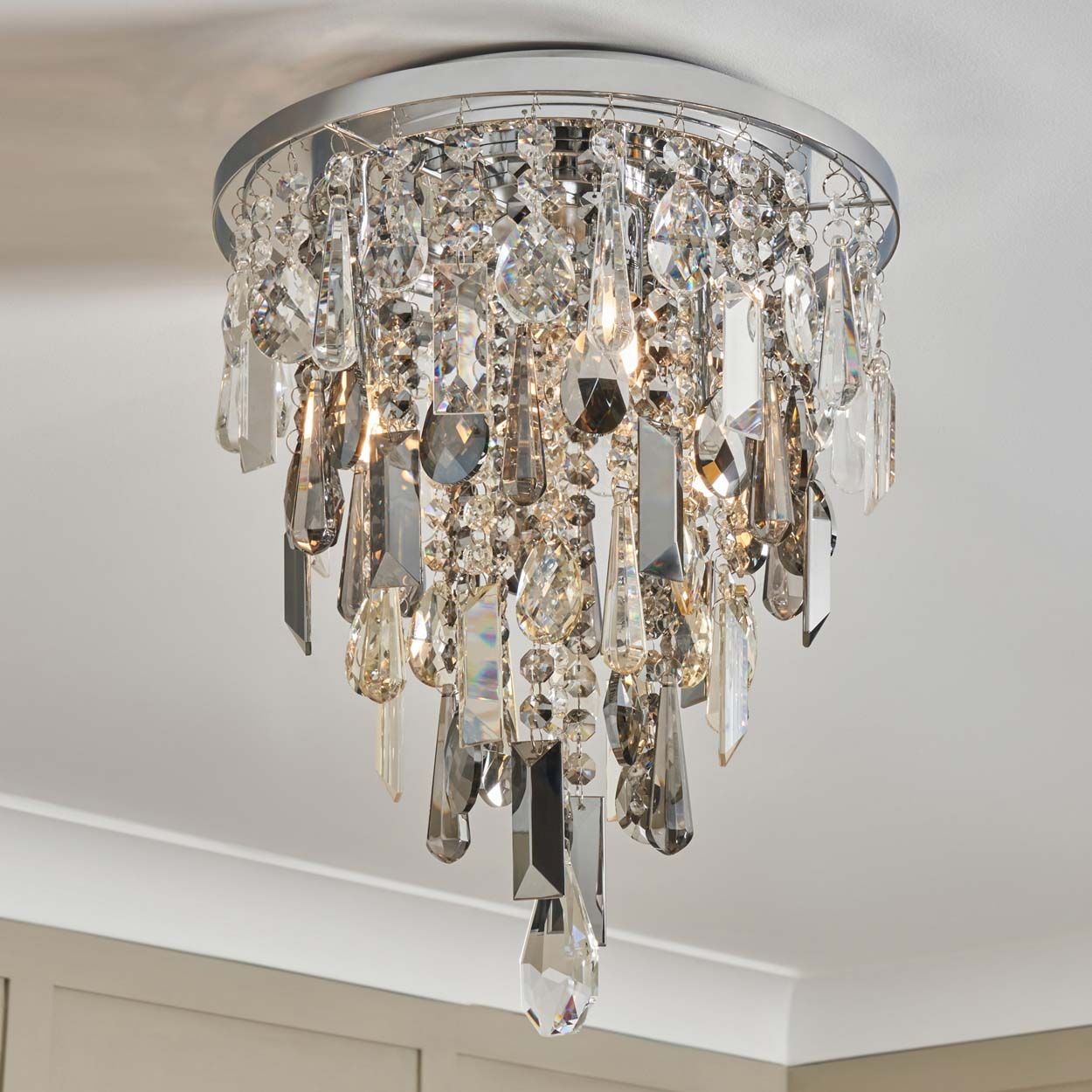 Cascade Lighting Clovelly Flush Clear Smoke Champagne