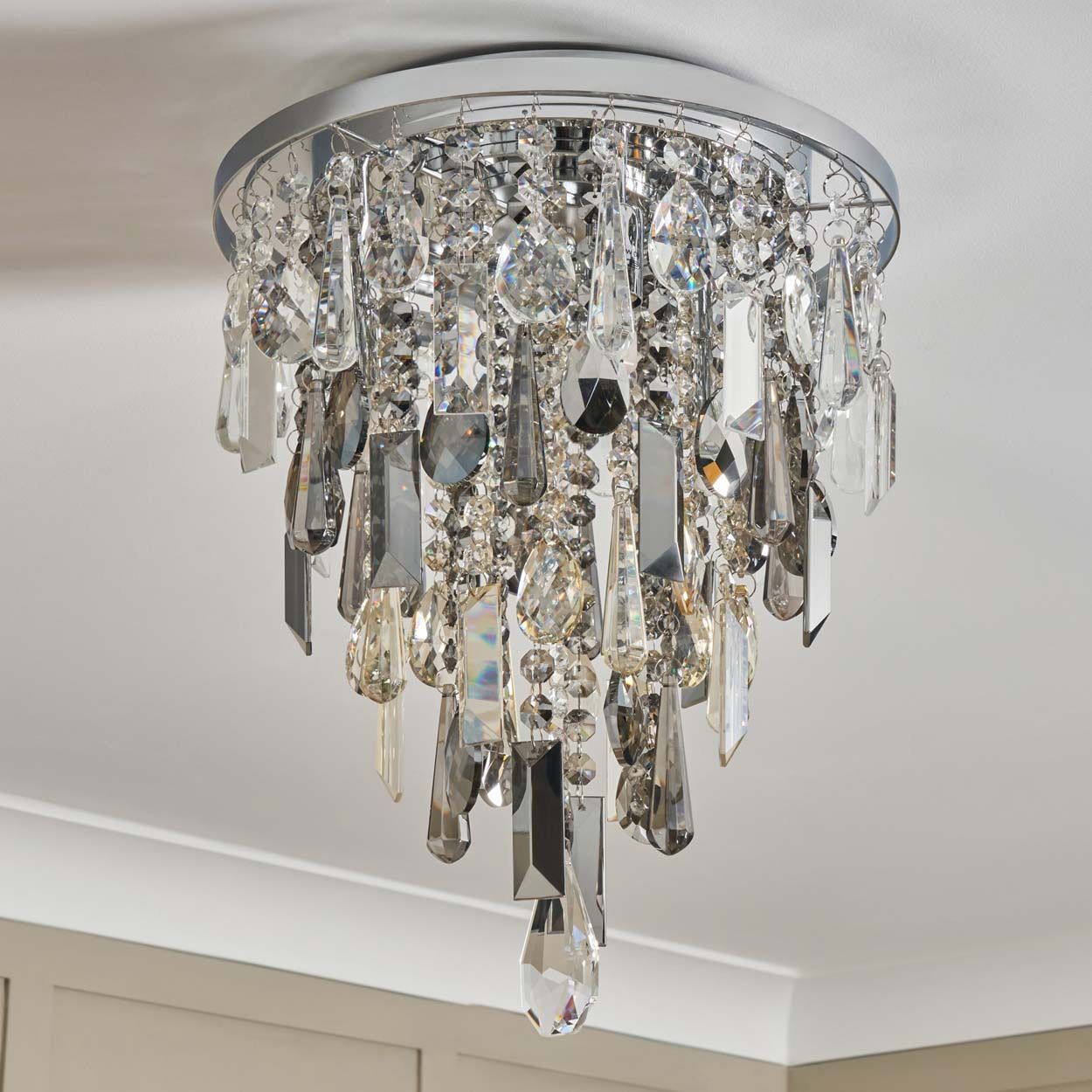 Cascade Lighting Clovelly Flush Clear Smoke Champagne