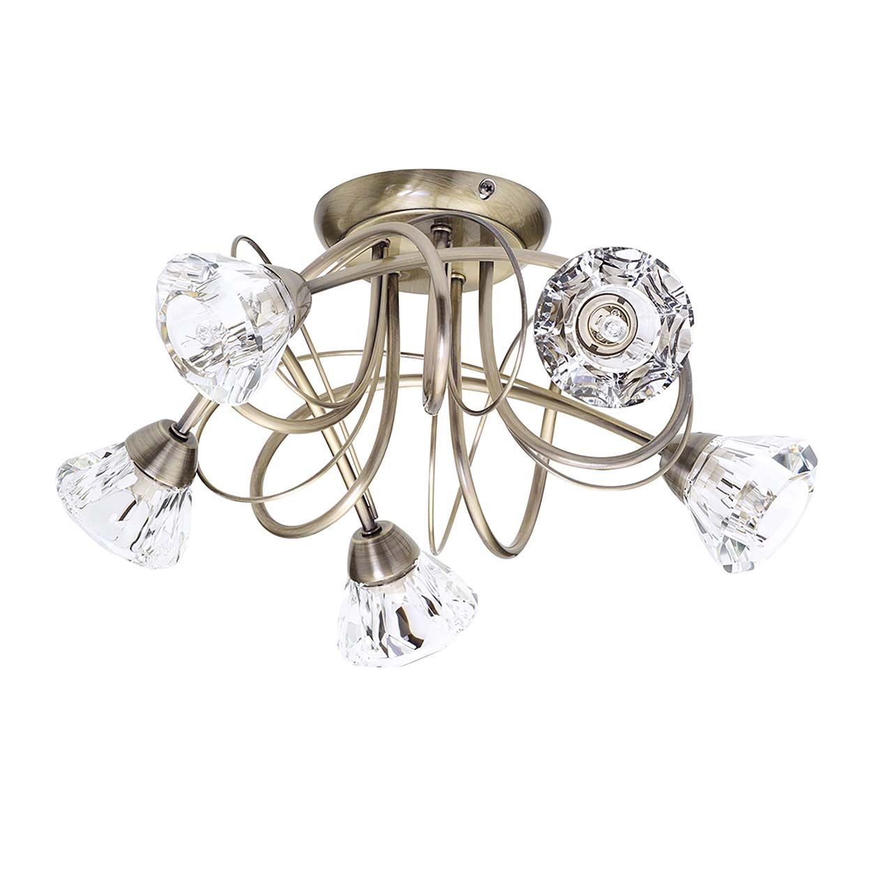 Cascade Lighting Neva 5 Light Ceiling Pendant Ant Brass