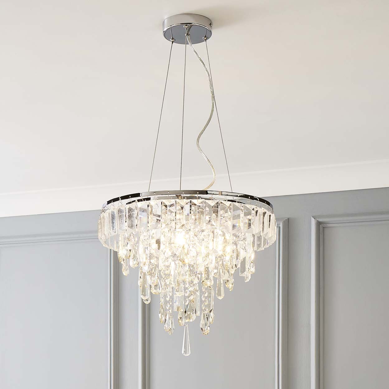Cascade Lighting Delila Chrome, Clear, Champagne Crystal Pendant
