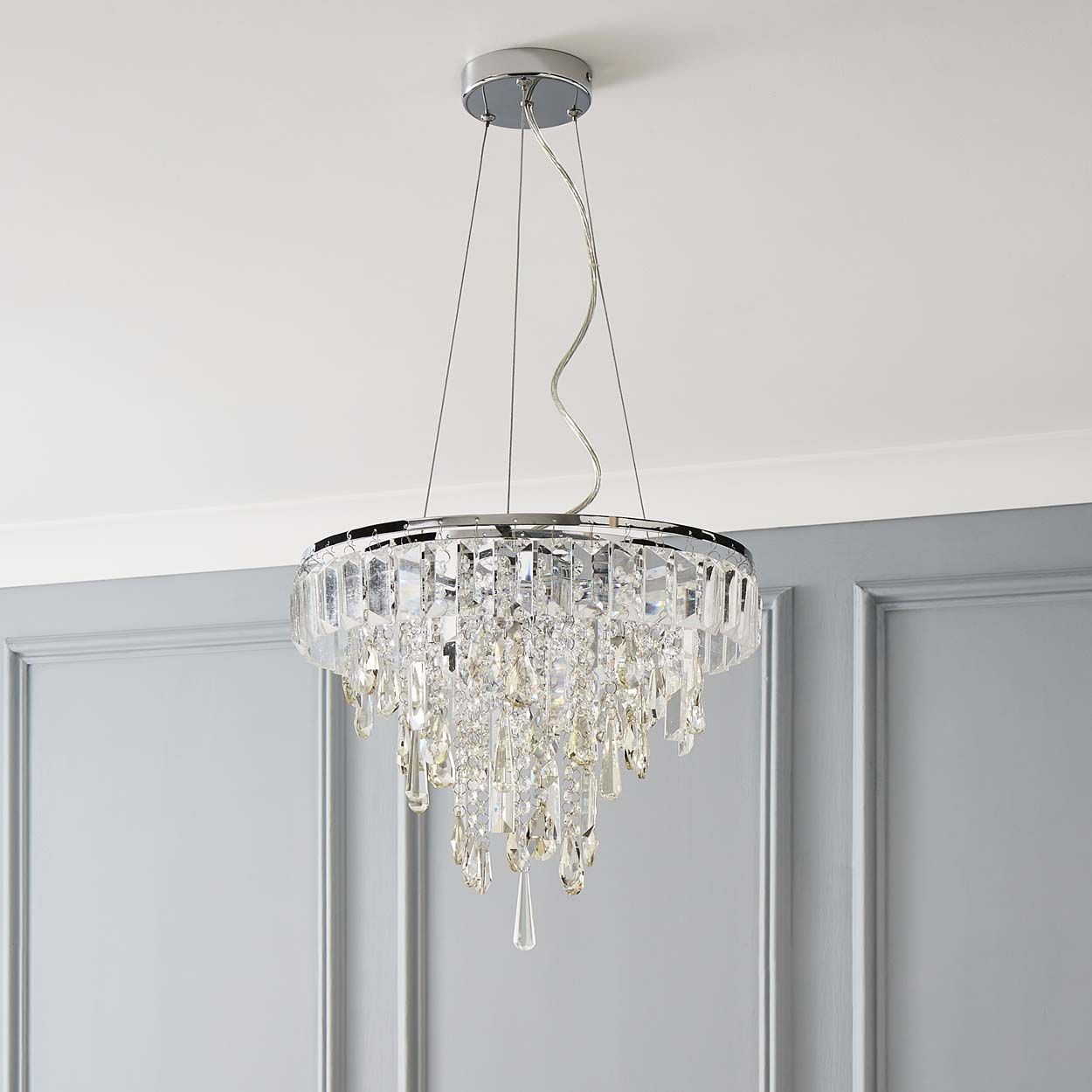 Cascade Lighting Delila Chrome, Clear, Champagne Crystal Pendant