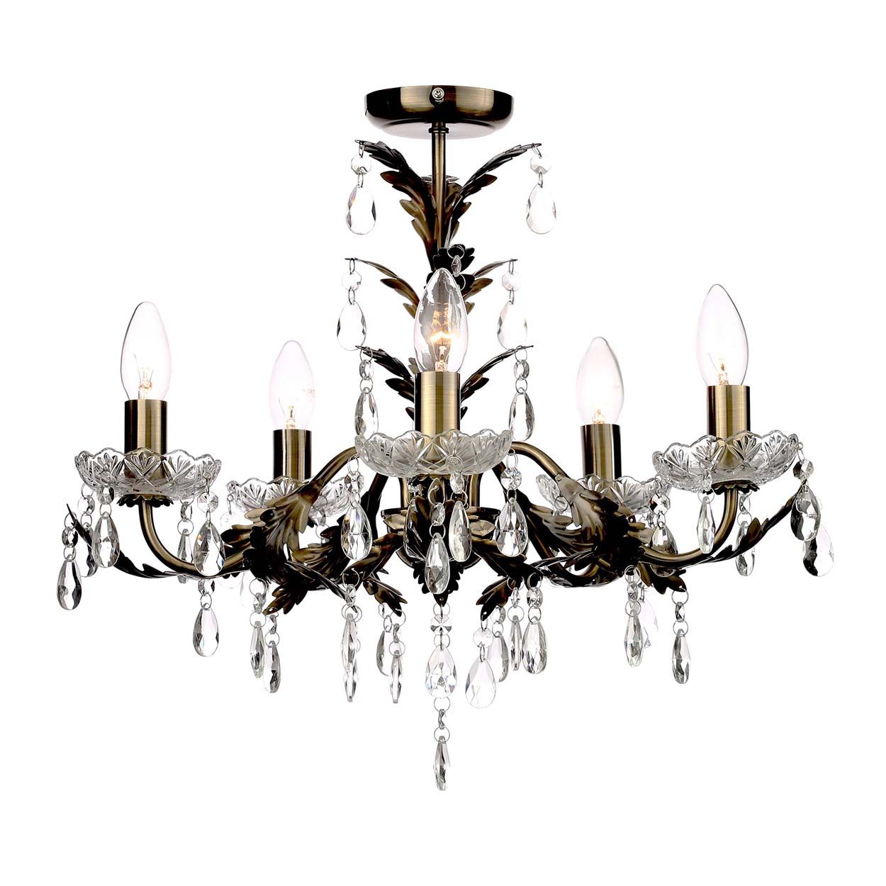 Cascade Lighting Bewley 5Lt Flush Ant Brass