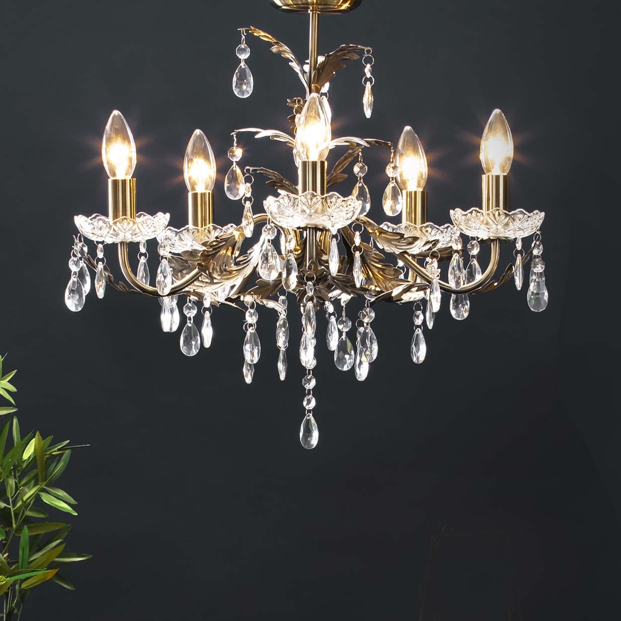 Cascade Lighting Bewley 5Lt Flush Ant Brass