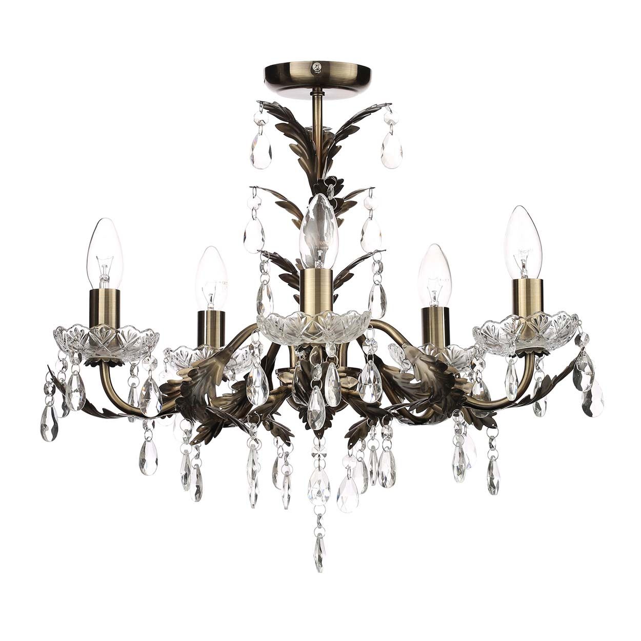 Cascade Lighting Bewley 5Lt Flush Ant Brass