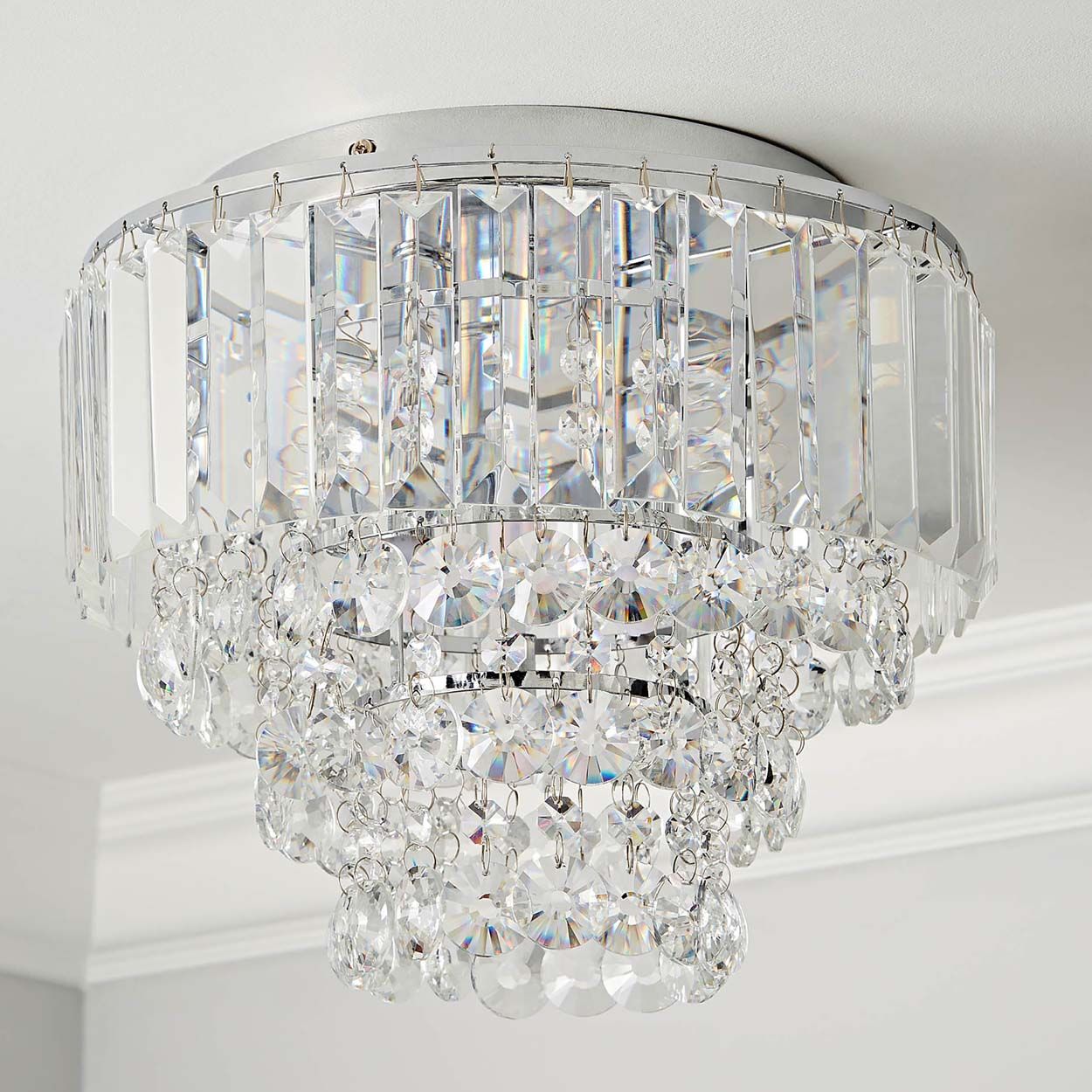 Cascade Lighting Grove Flush 30Cm Ceiling Light Chrome