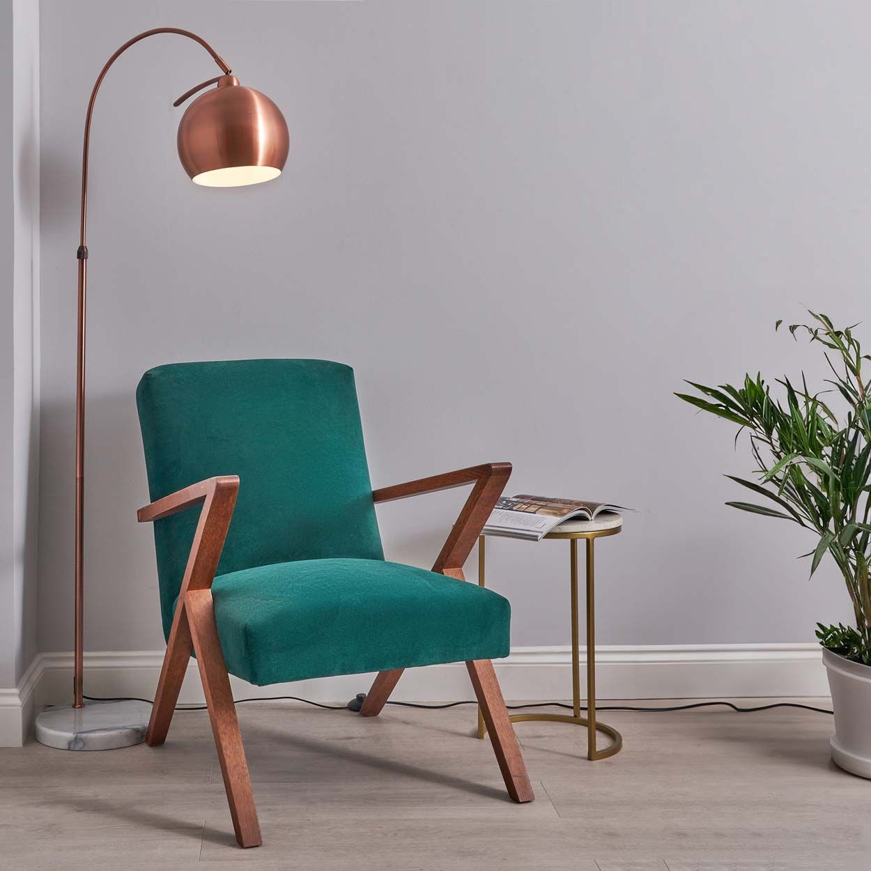 Cascade Lighting Rowen Curved Floor Lamp Copper