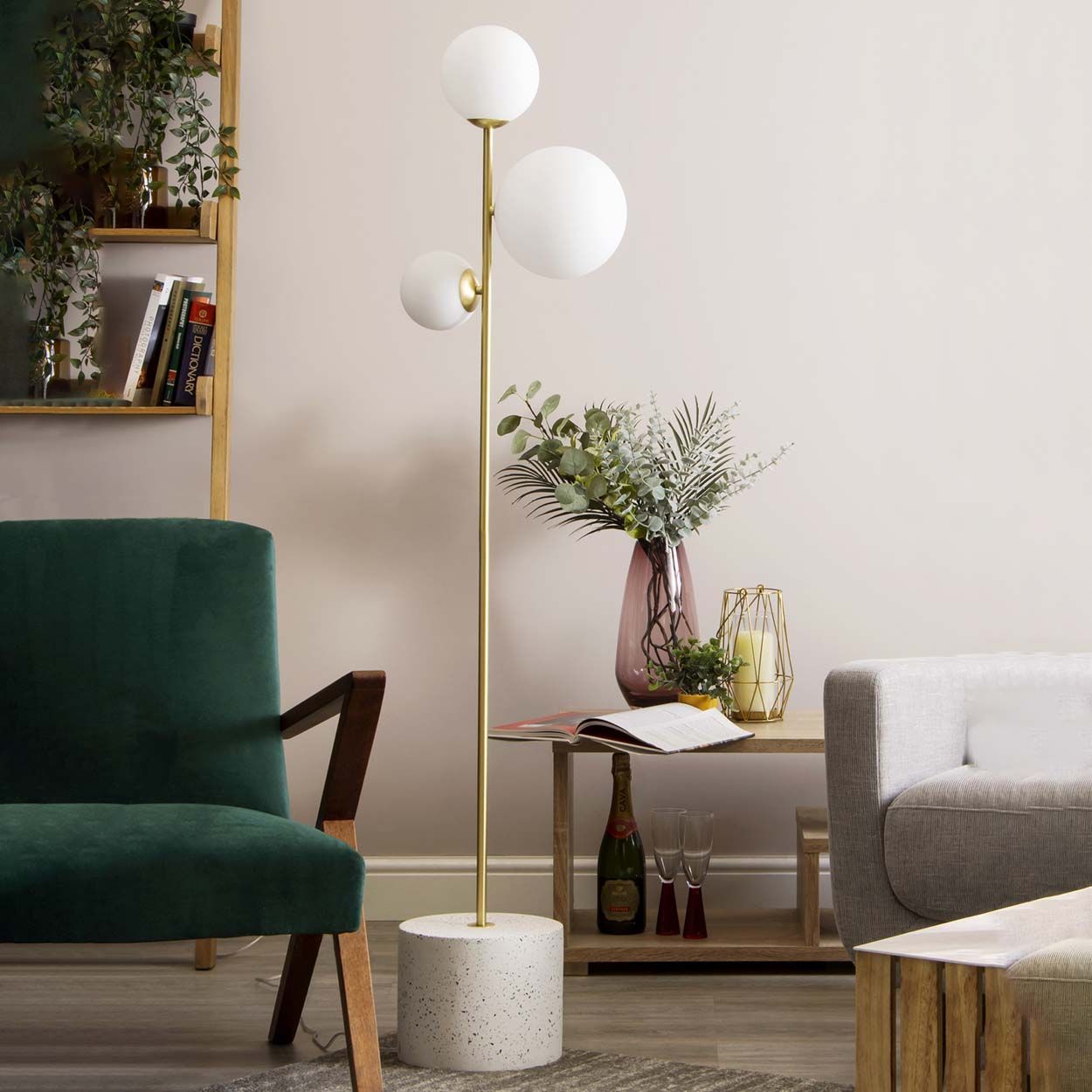 Cascade Lighting Riley Floor Lamp Satin Brass