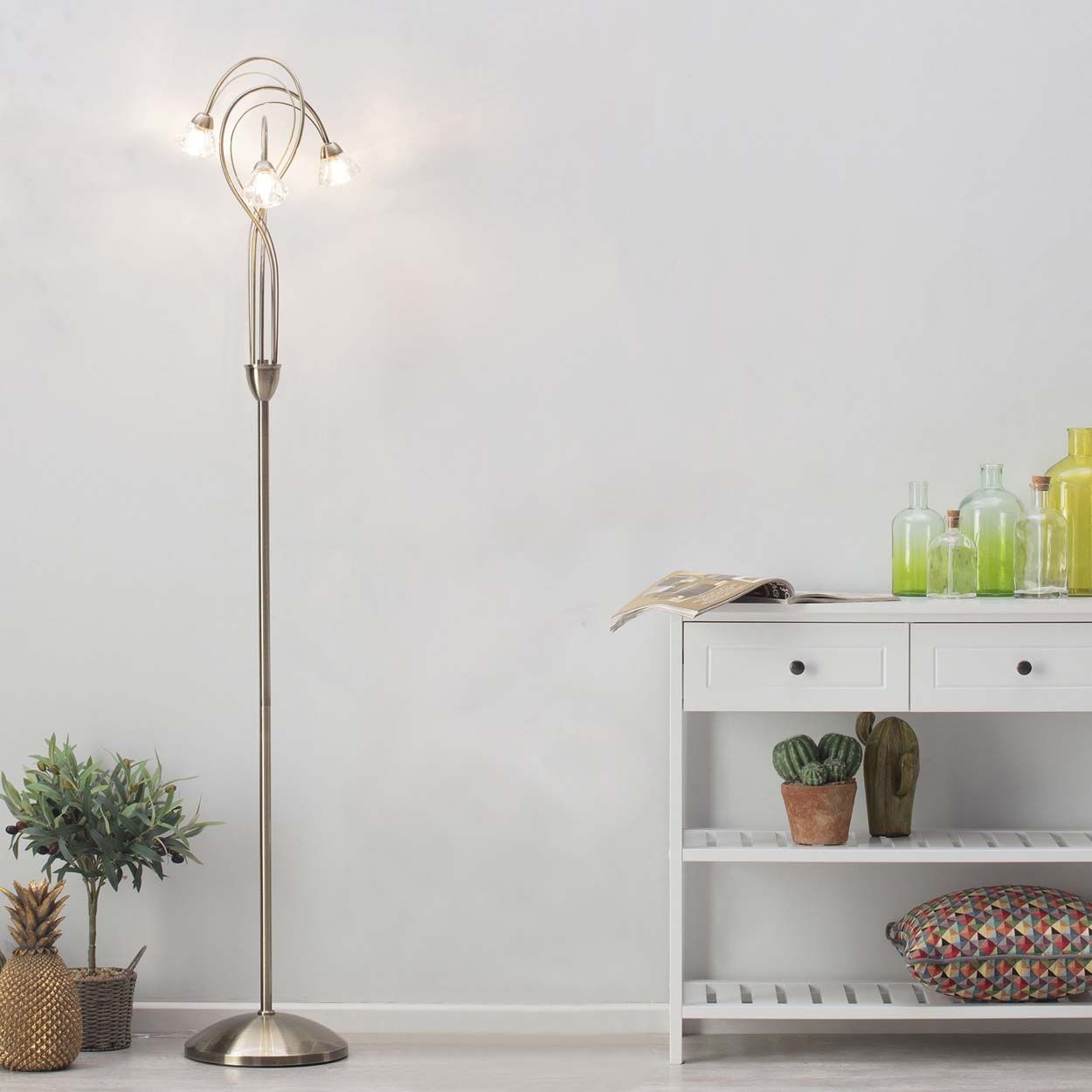 Cascade Lighting Tiago Floor Lamp Ant Brass