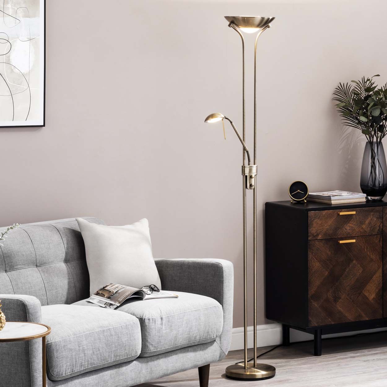 Cascade Lighting Arlo Floor Lamp Led Ant Brass