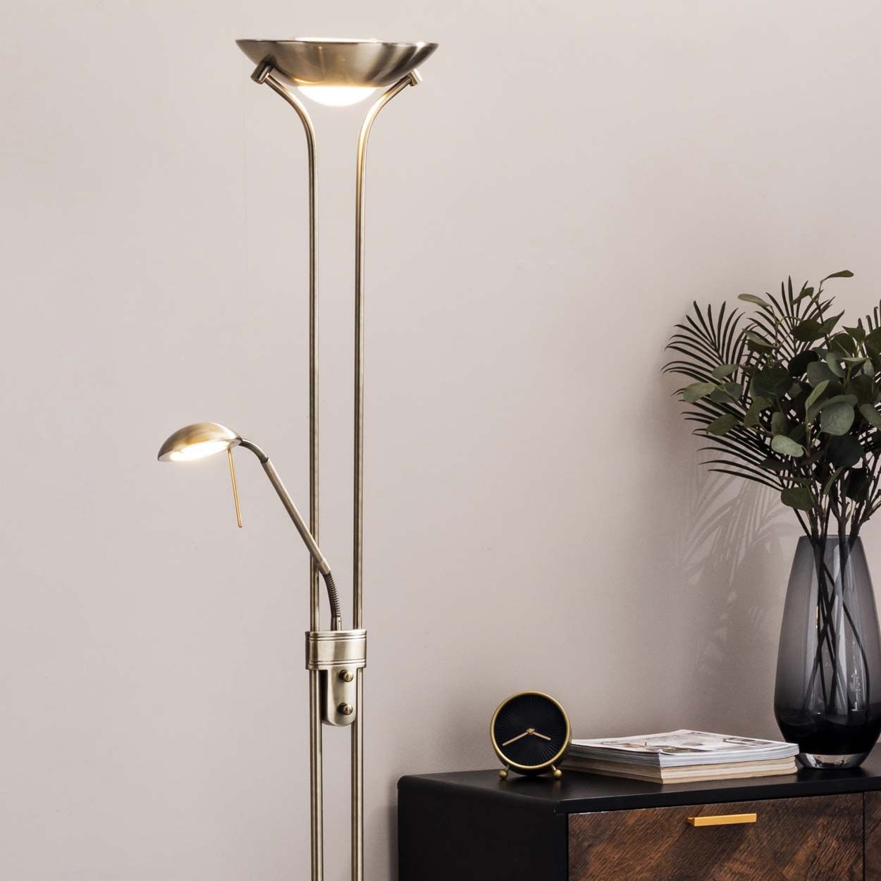 Cascade Lighting Arlo Floor Lamp Led Ant Brass
