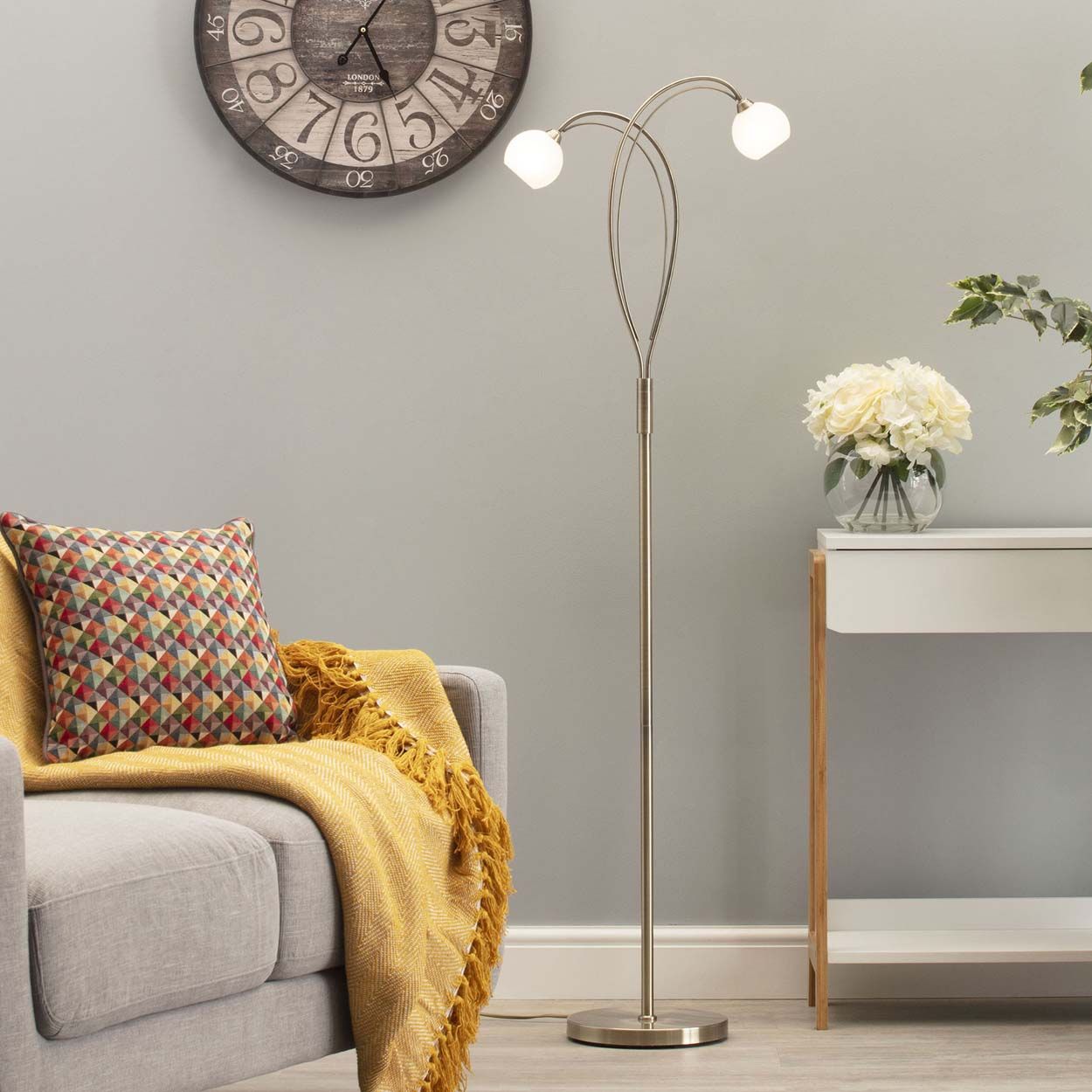 Cascade Lighting Ella Floor Lamp Ant Brass