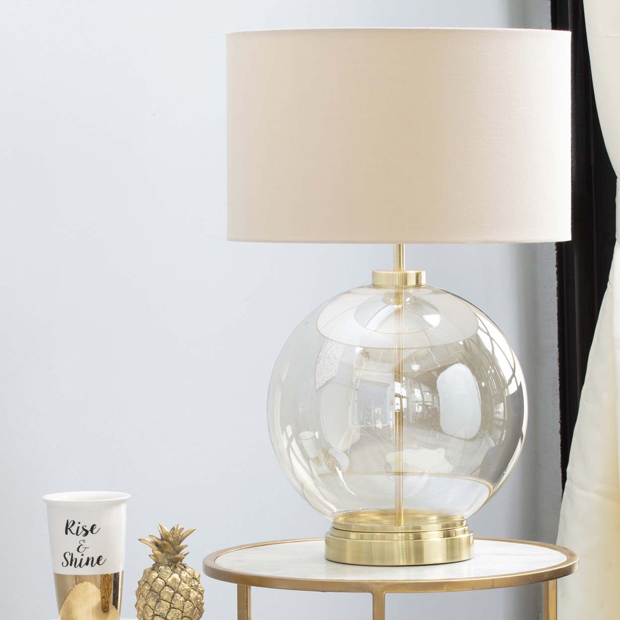 Cascade Lighting Nico Large Glass Table Lamp Brass