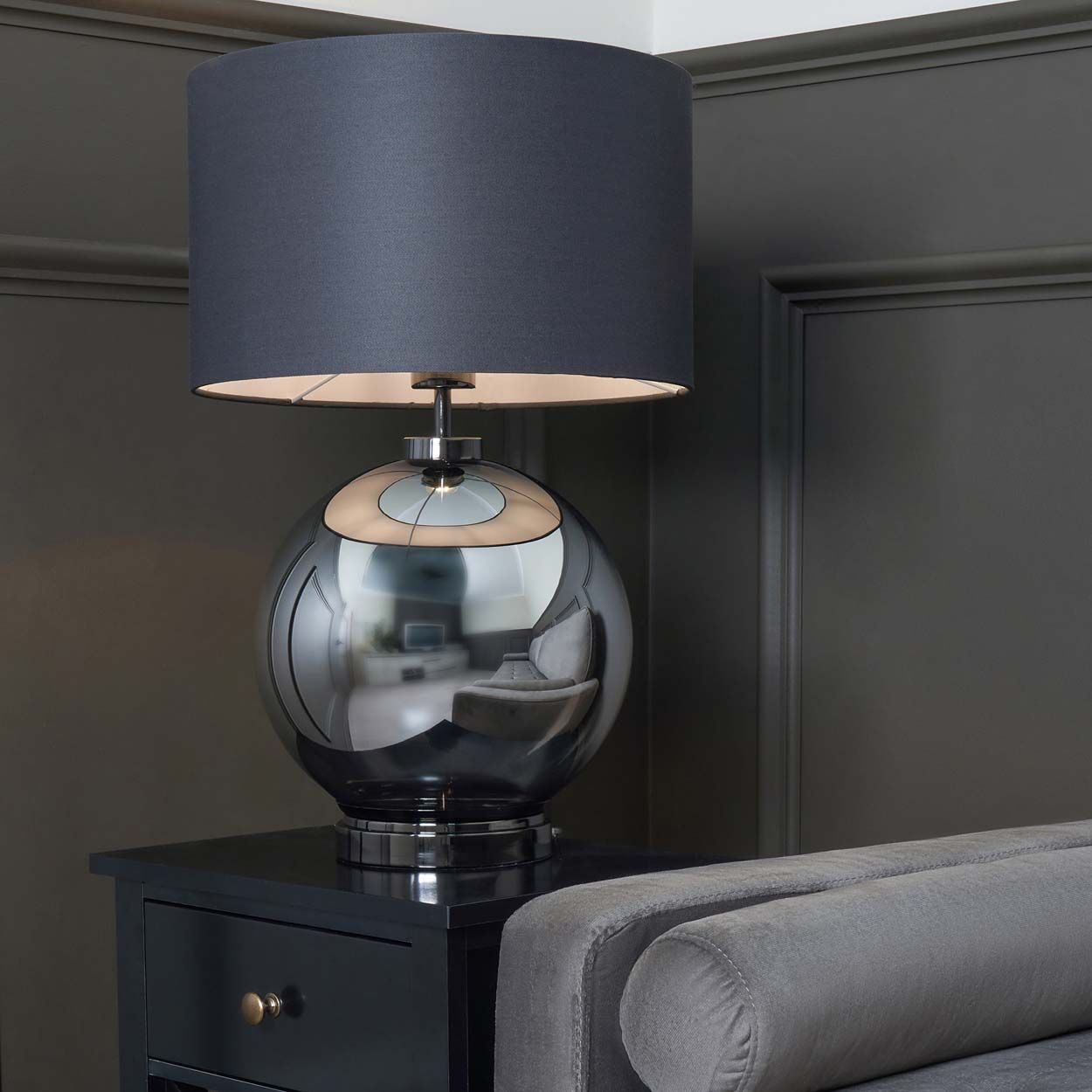 Cascade Lighting Nico Large Glass Table Lamp Black Nickel