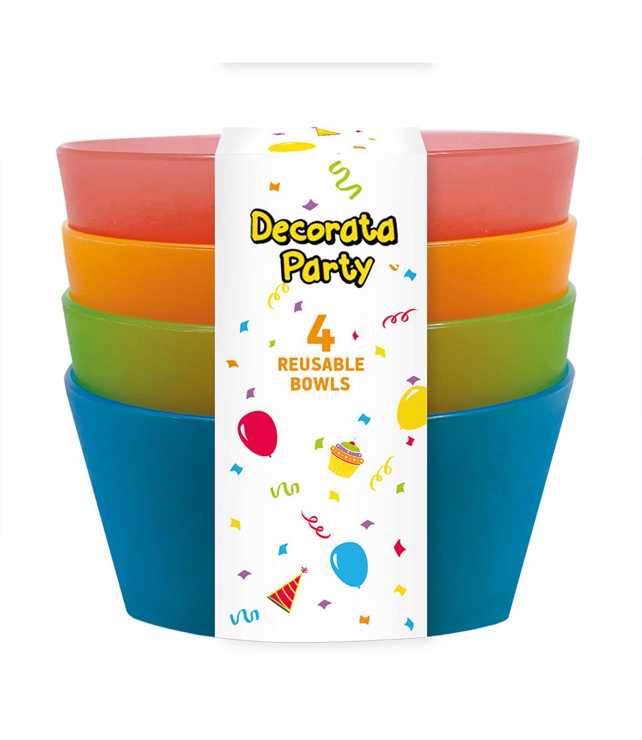 Party Reusable Coloured Bowls 4 Pack