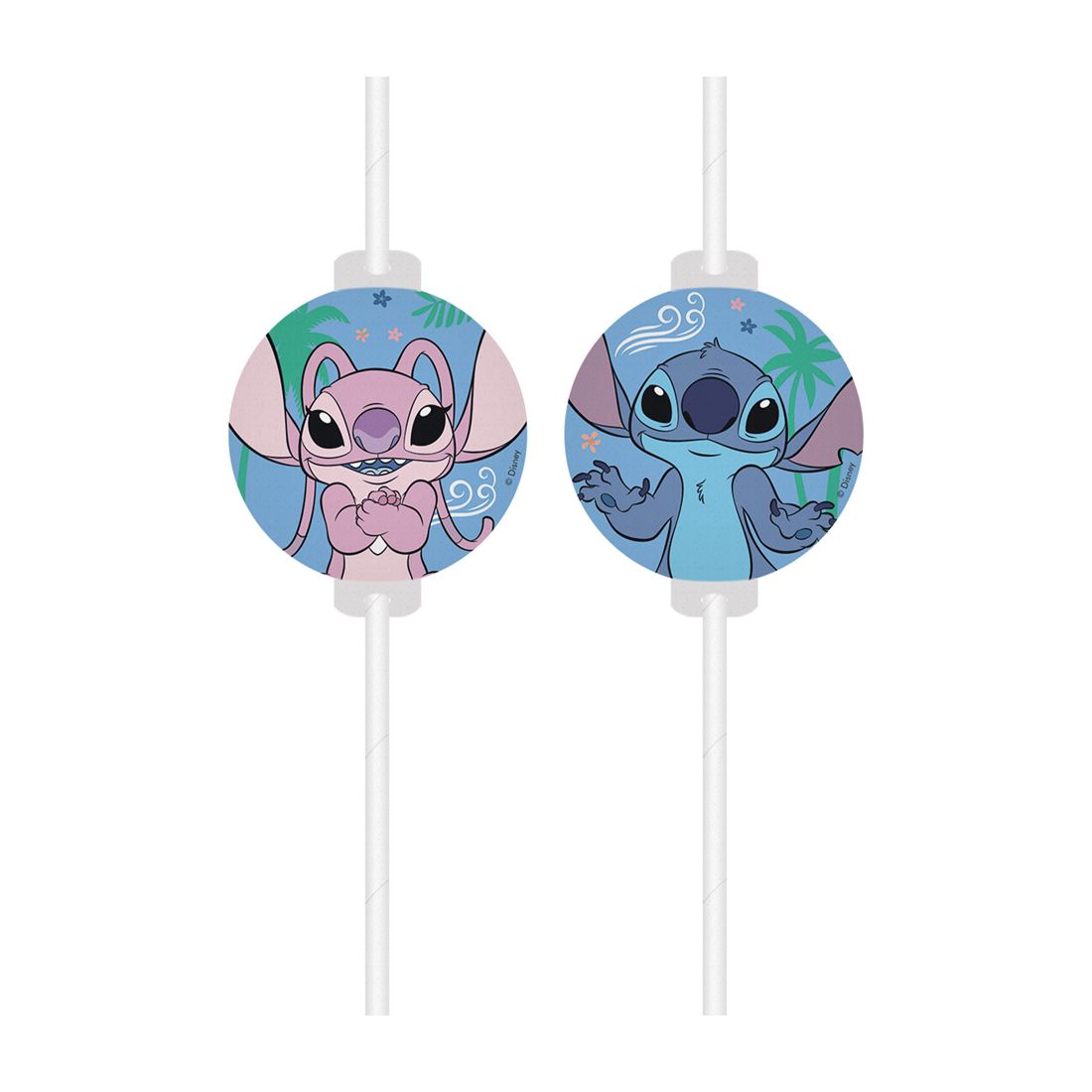 Stitch & Angel Medallion Straws 4 Pack