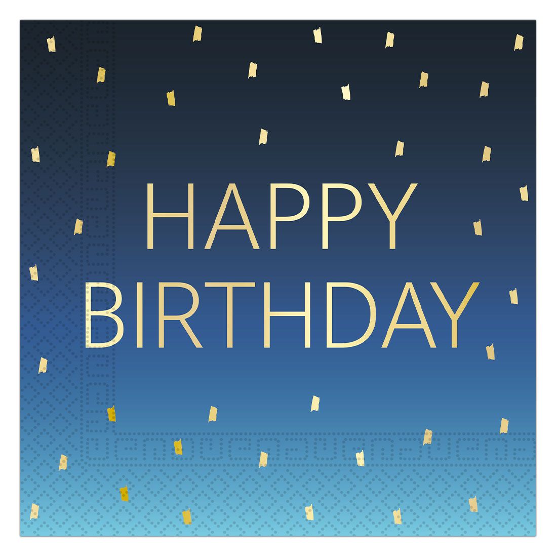 Blue & Gold Happy Birthday Party Napkins 8 Pack