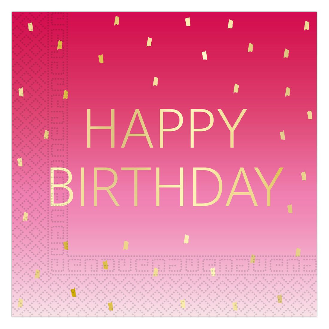 Pink & Gold Happy Birthday Napkins 20 Pack