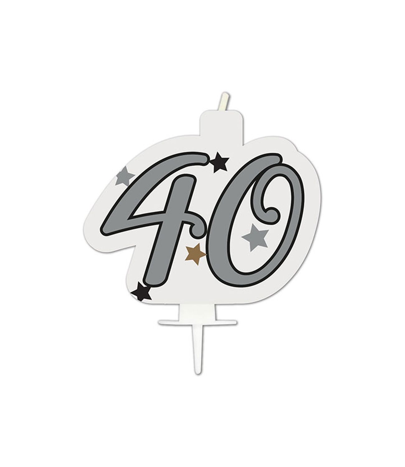 40th Birthday Candle Silver