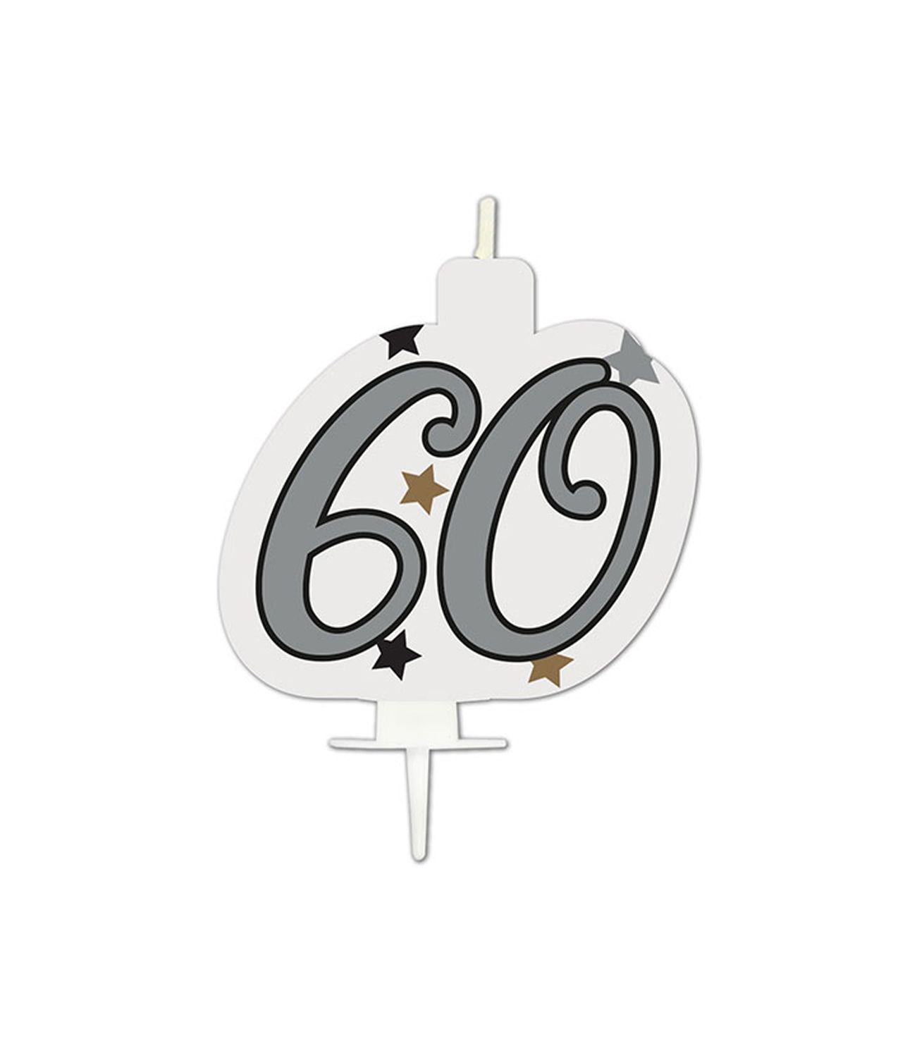 60th Birthday Candle Silver