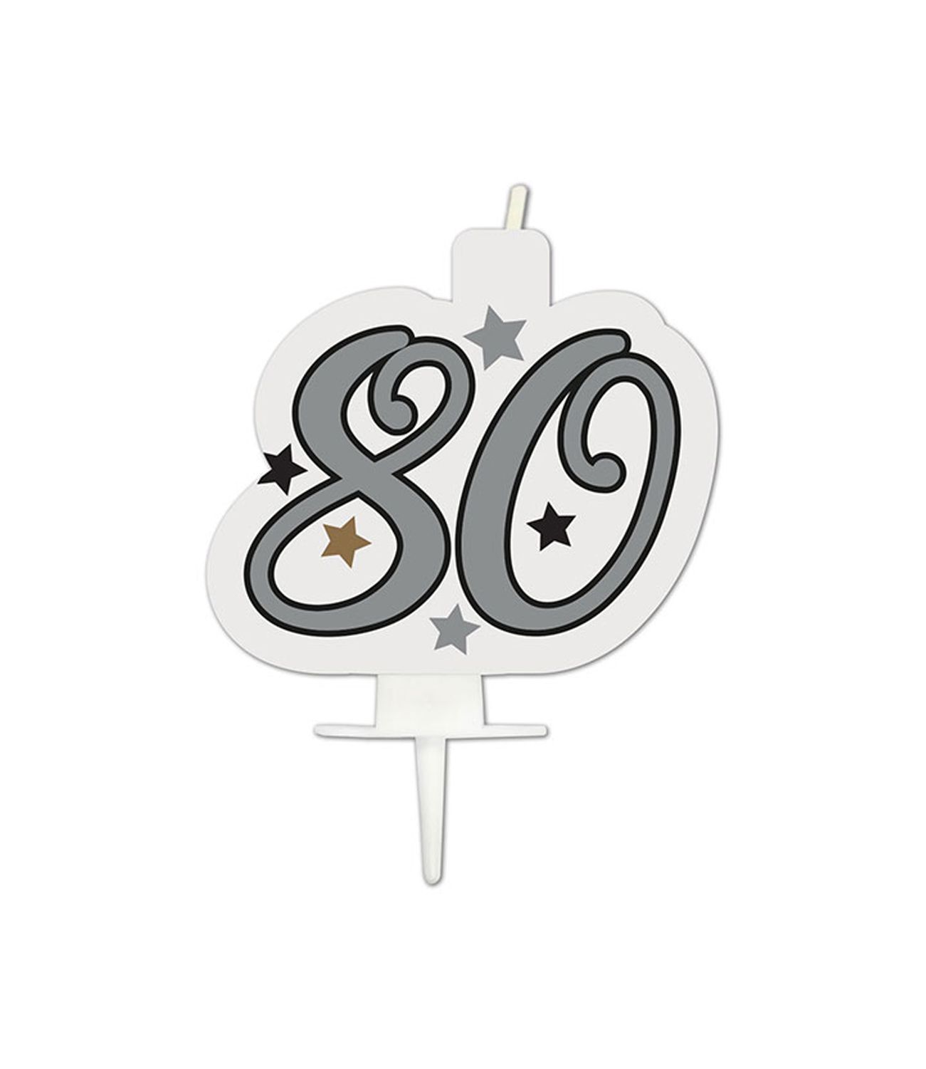 80th Birthday Candle Silver