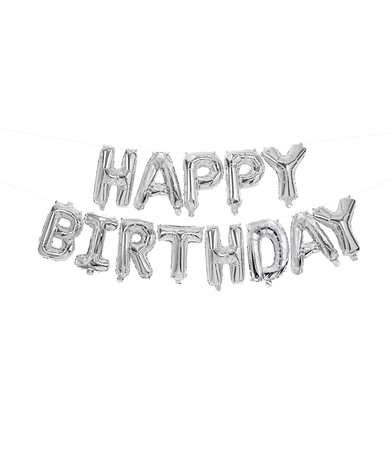 Happy Birthday Silver Letters Foil Ballon
